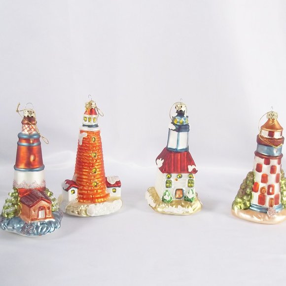 Set of 4 Different Lighthouse Hanging Ornaments - Picture 10 of 11